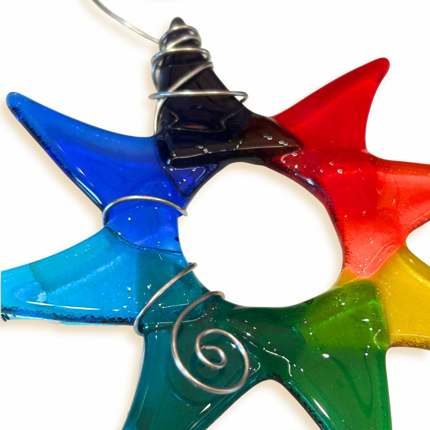 Rainbow Cut Glass Star Burst Ornament