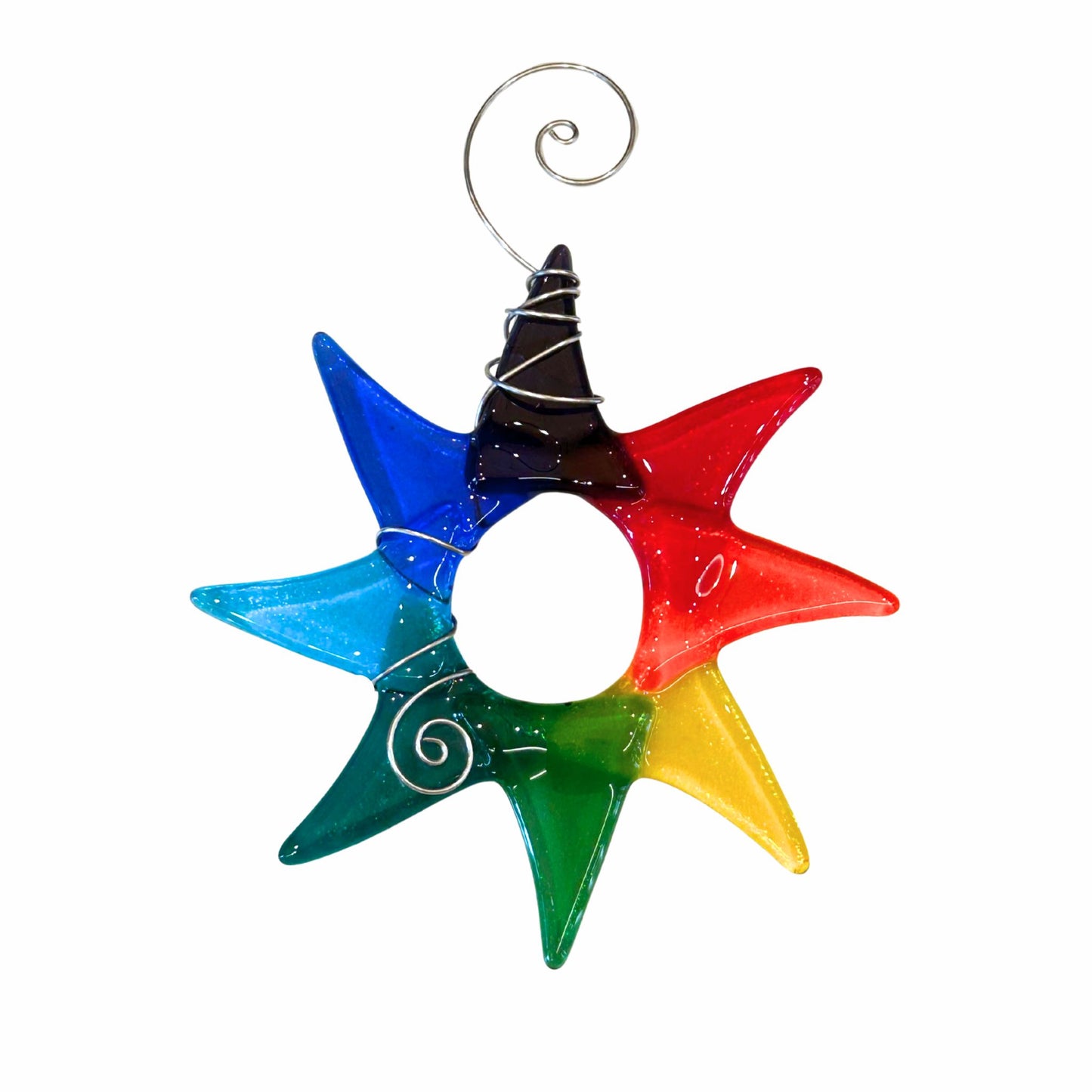 Rainbow Starburst Glass Ornament