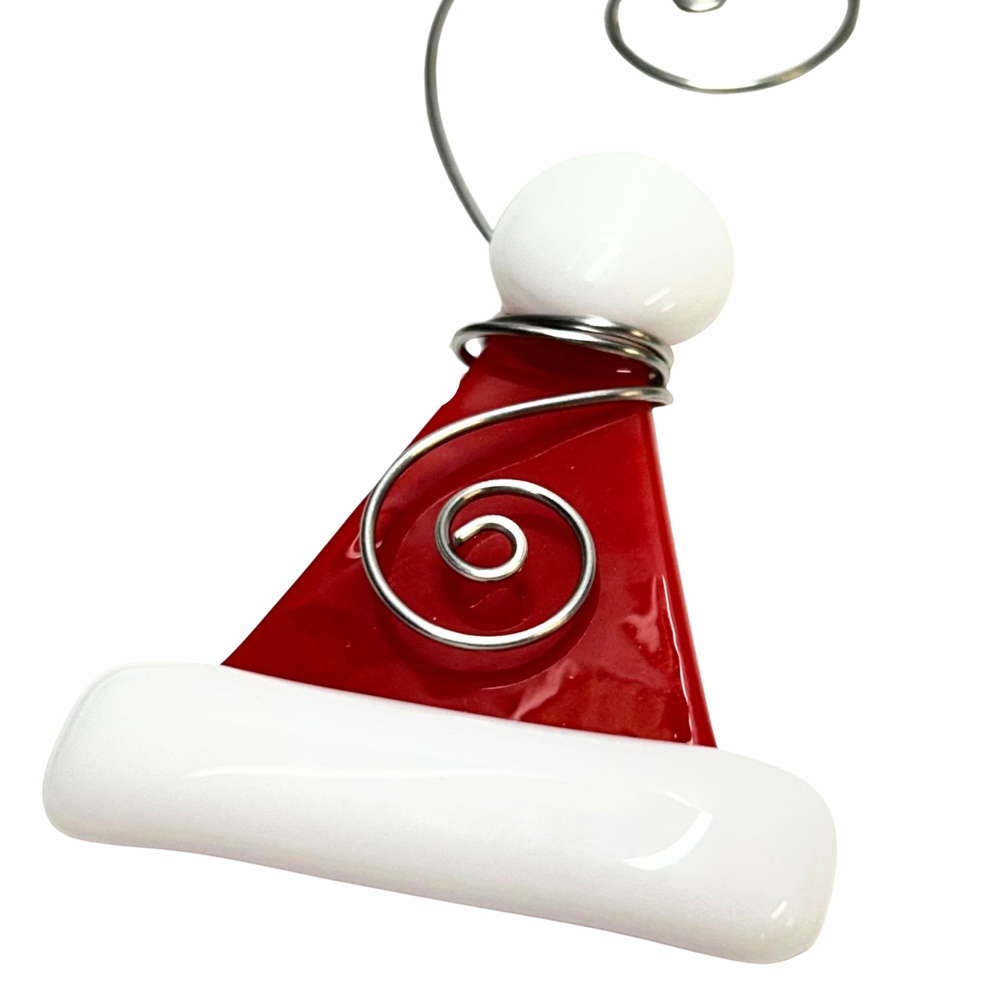 Red Santa Hat Glass Ornament