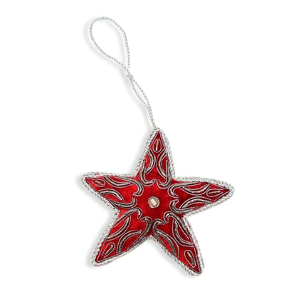 Red Velvet Star Christmas Tree Ornament