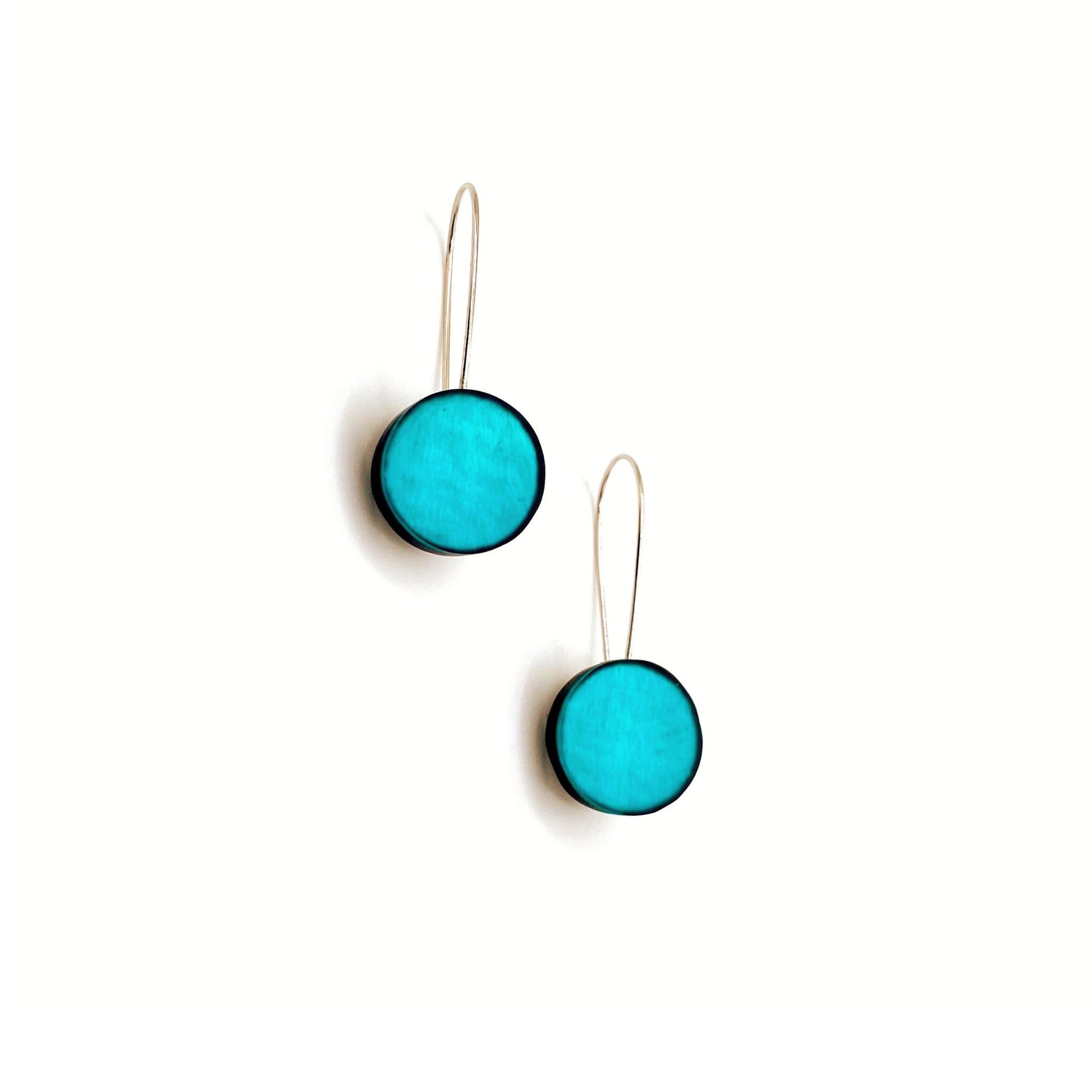 Resin Disc Earrings Turquoise