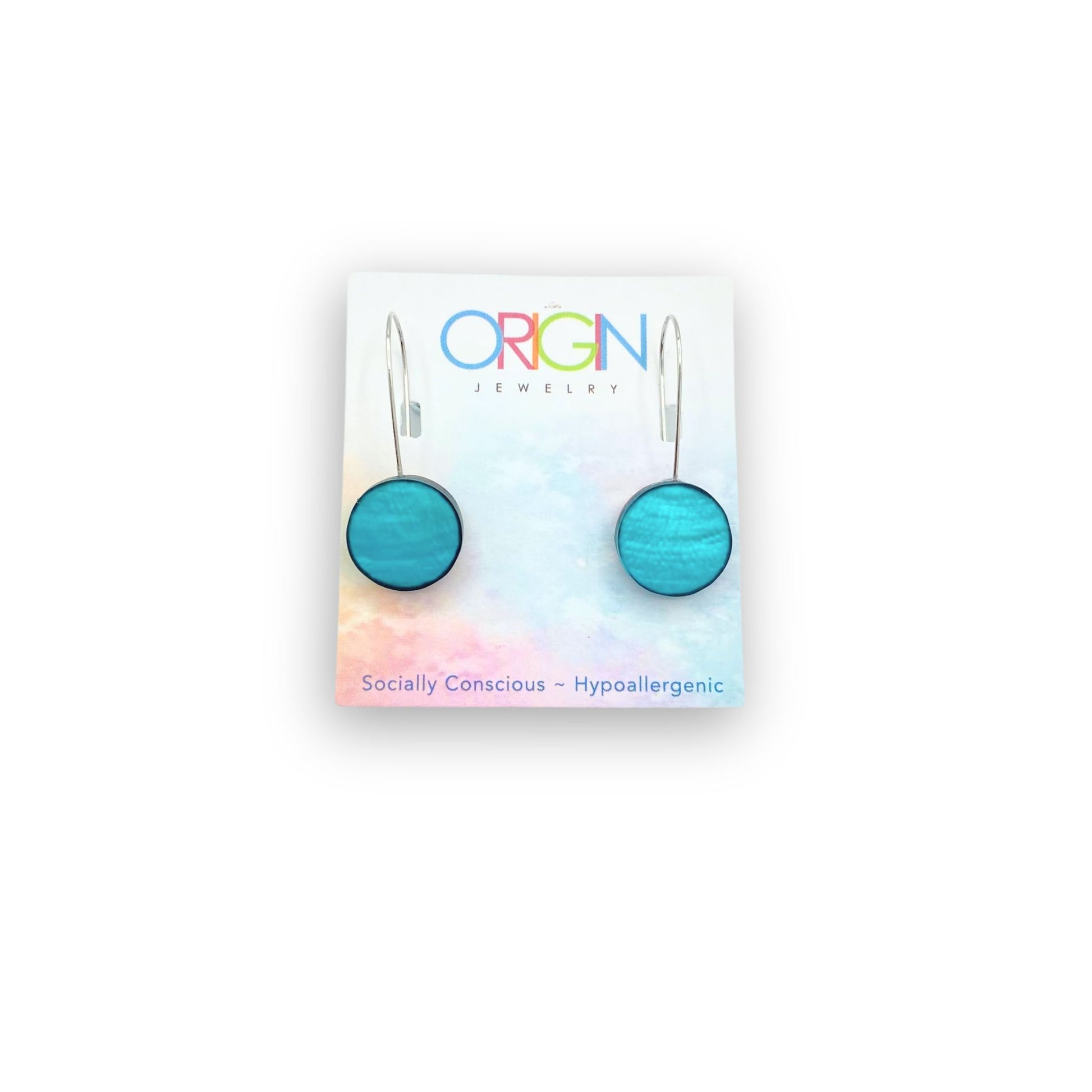 Resin Disc Earrings Turquoise