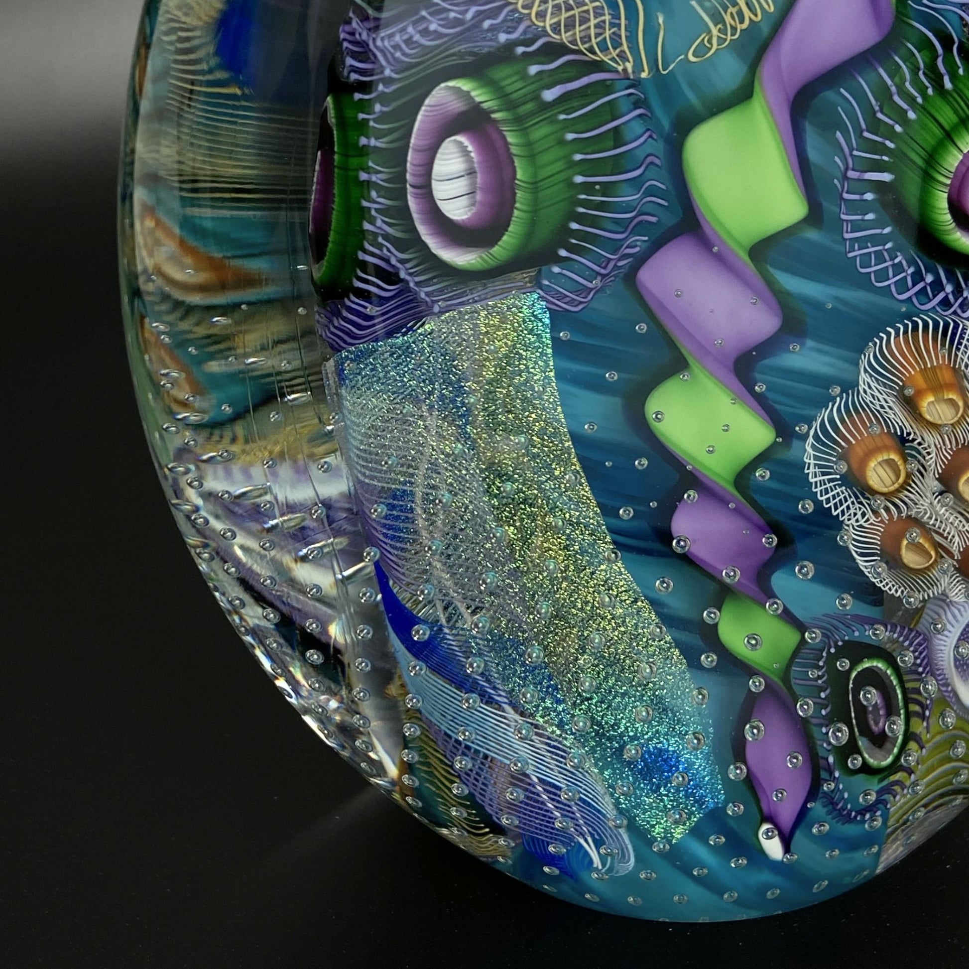 seascape handblown glass art piece
