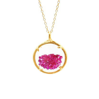 Shaker Necklace -Ruby Crystal with Gold Vermeil