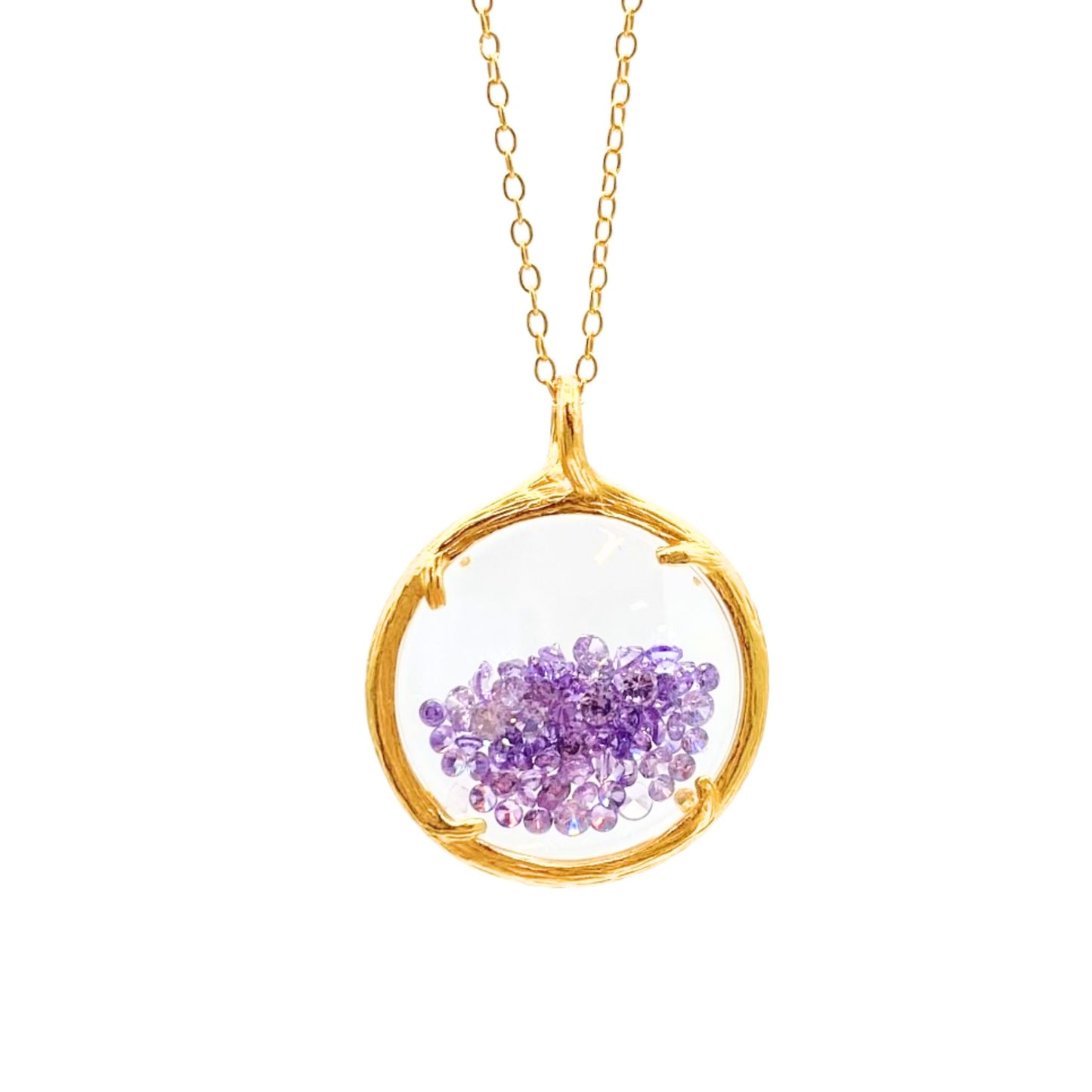 Shaker Necklace with light Purple Crystals and gold chain