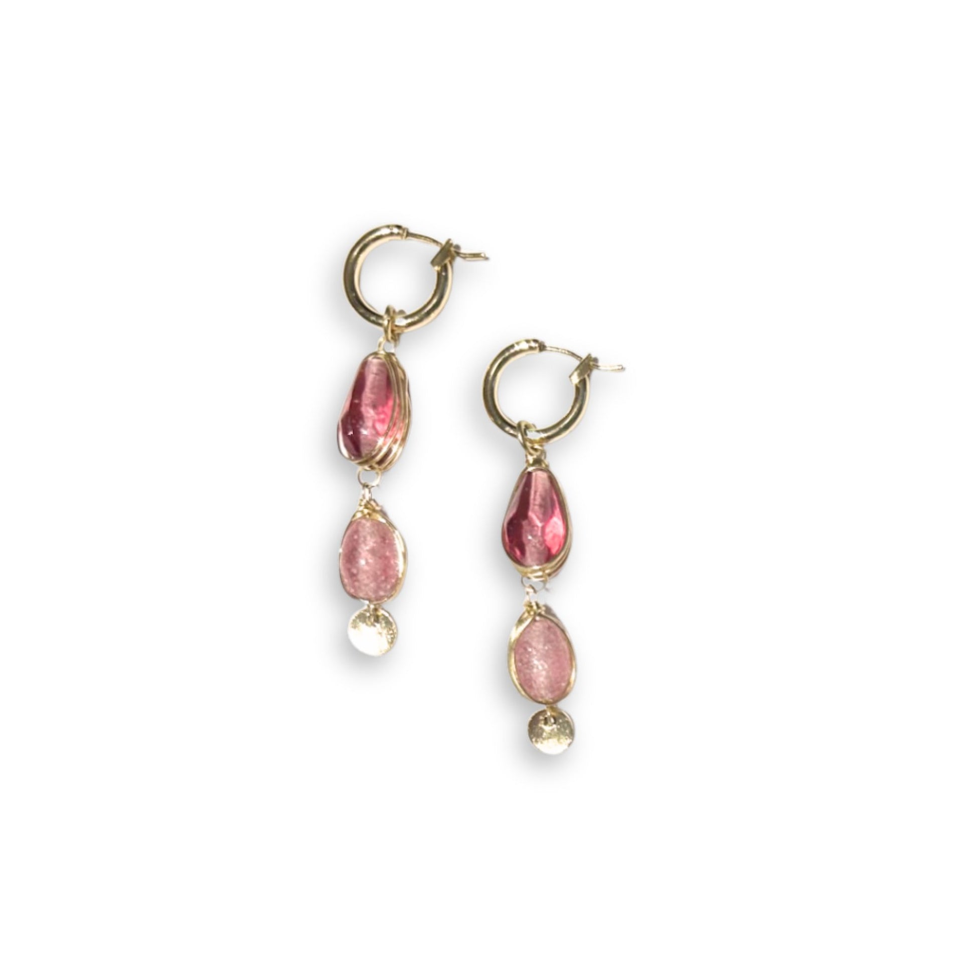 Sherbet Glass Pink Colored Earrings