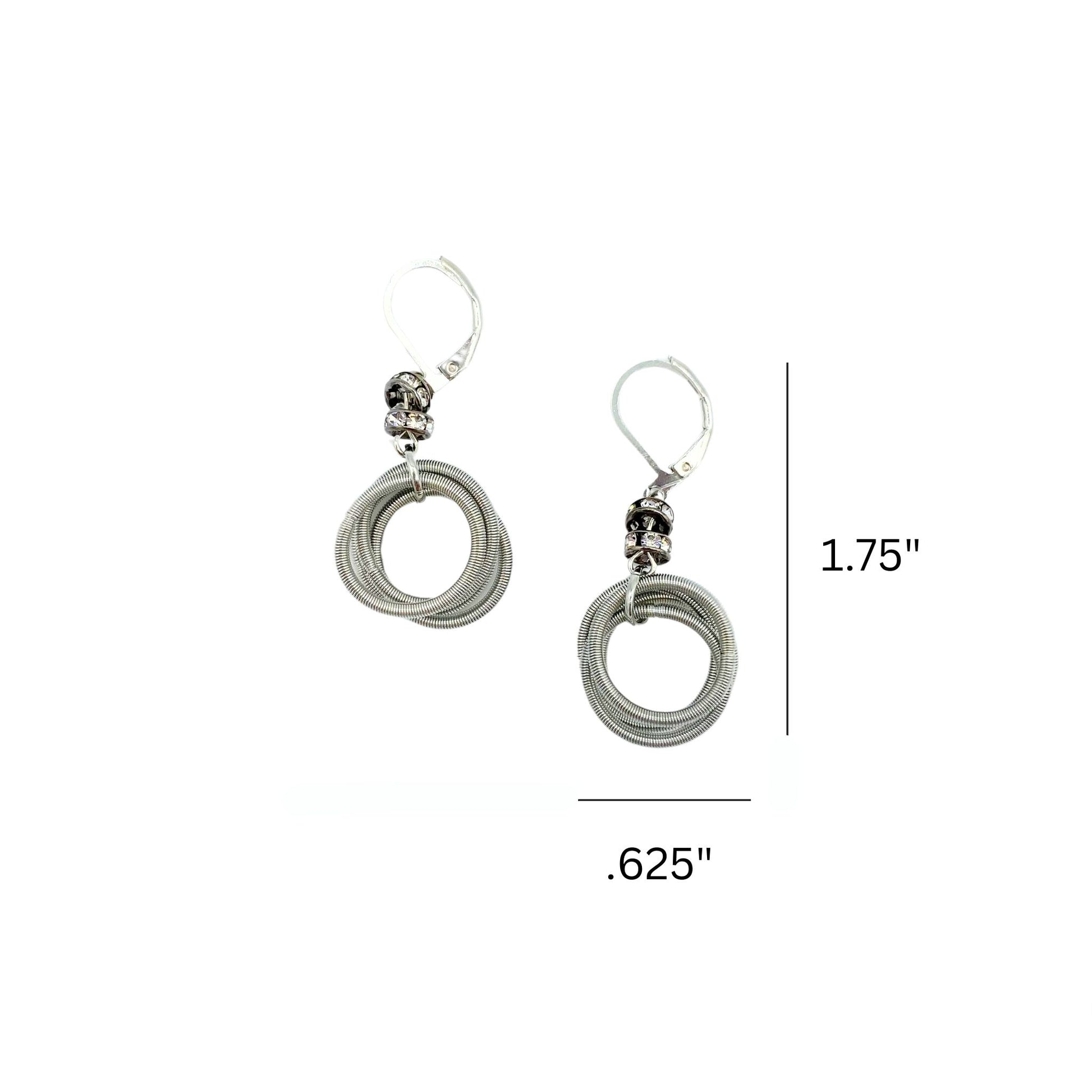 silver loop earrings with crystal beading