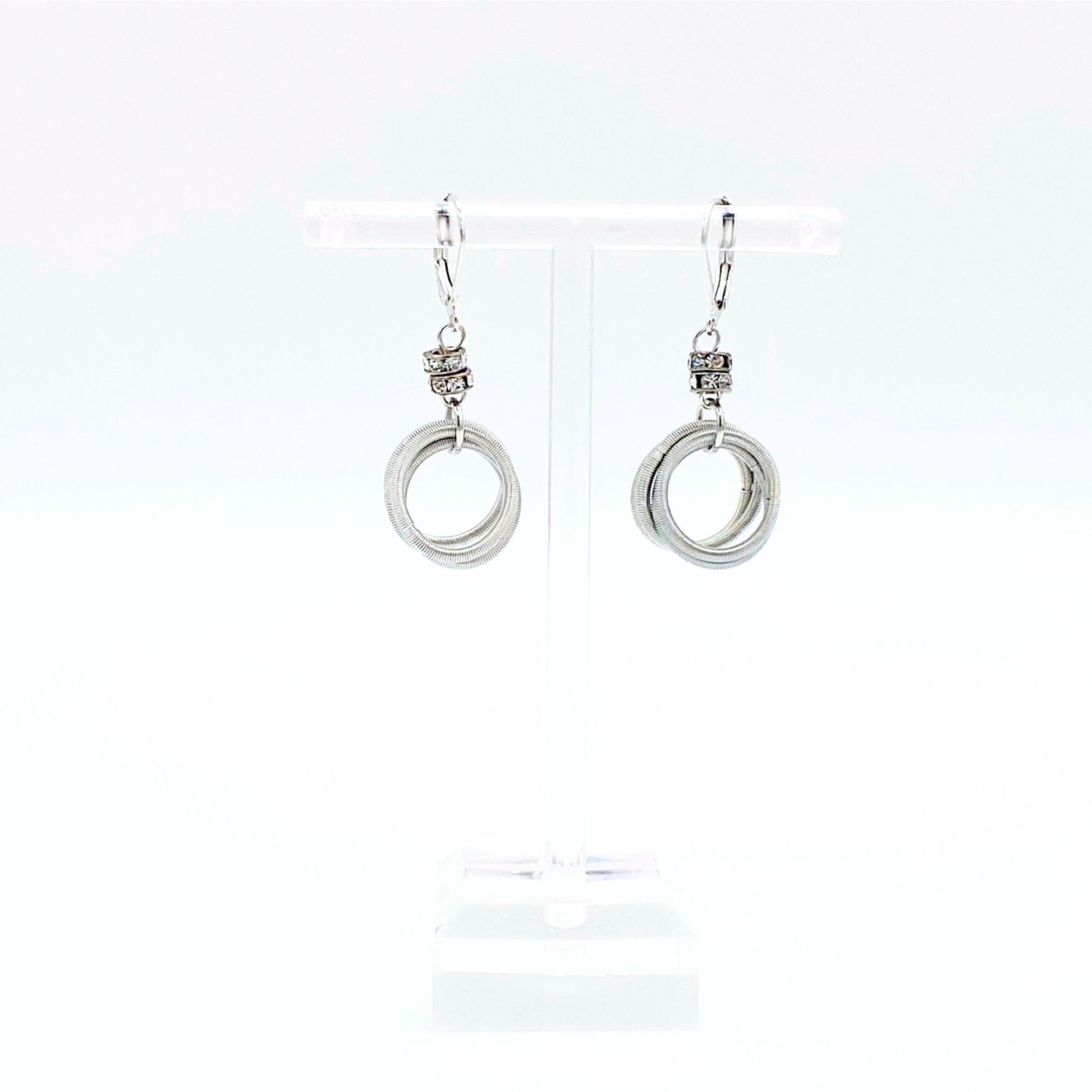 silver loop earrings with piano wires