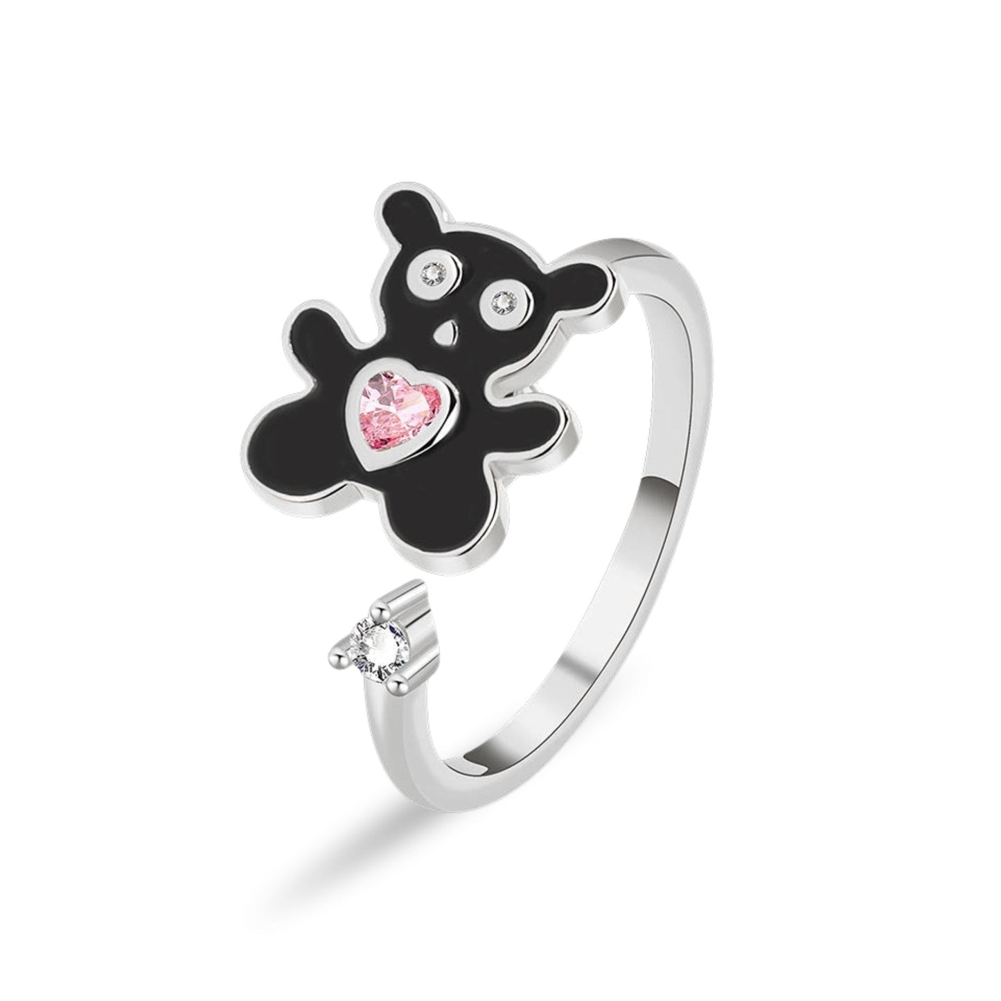 Silver Teddy Bear Spinner Ring