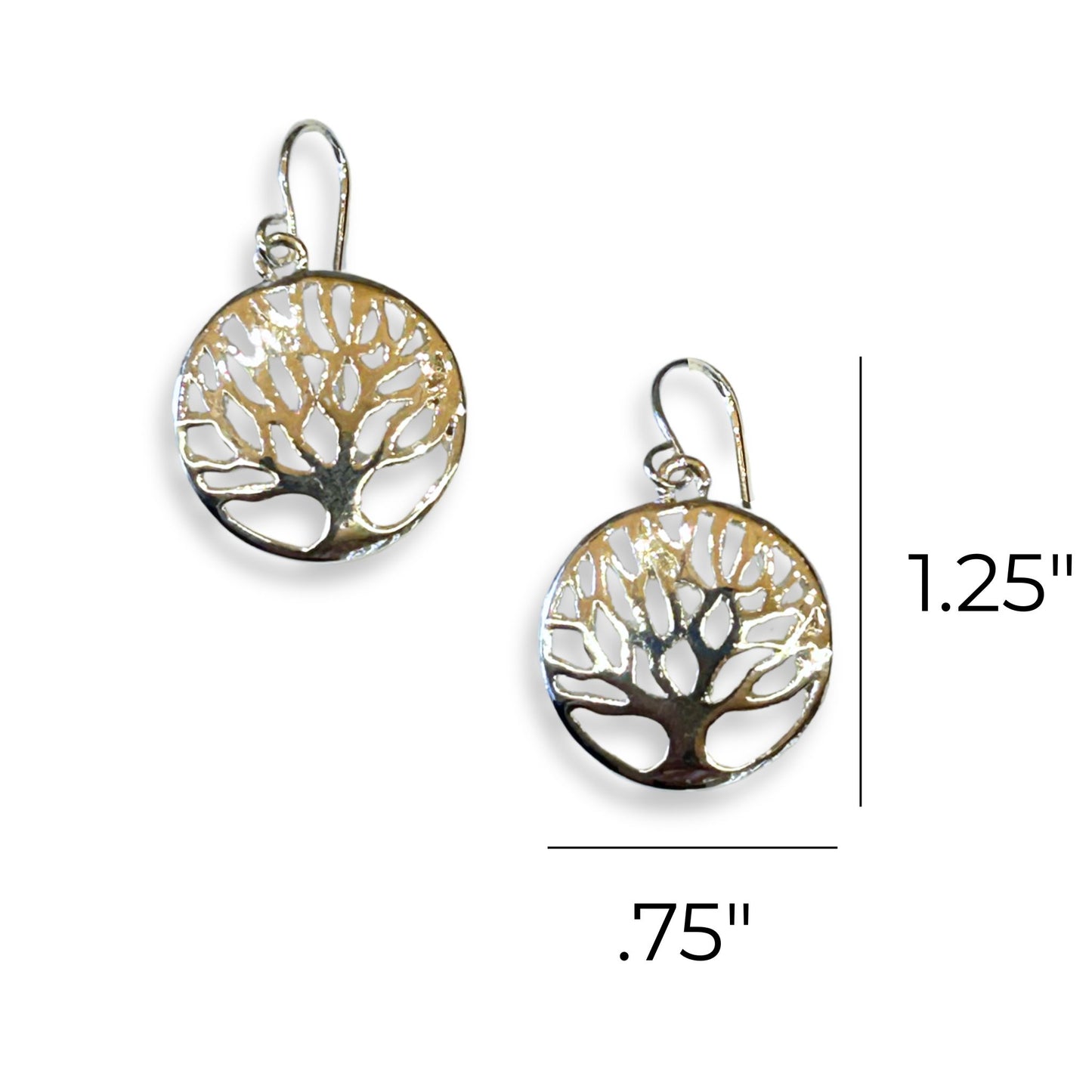 Silver Tree of Life Circle Earring