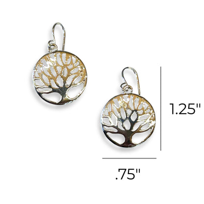 Silver Tree of Life Circle Earring