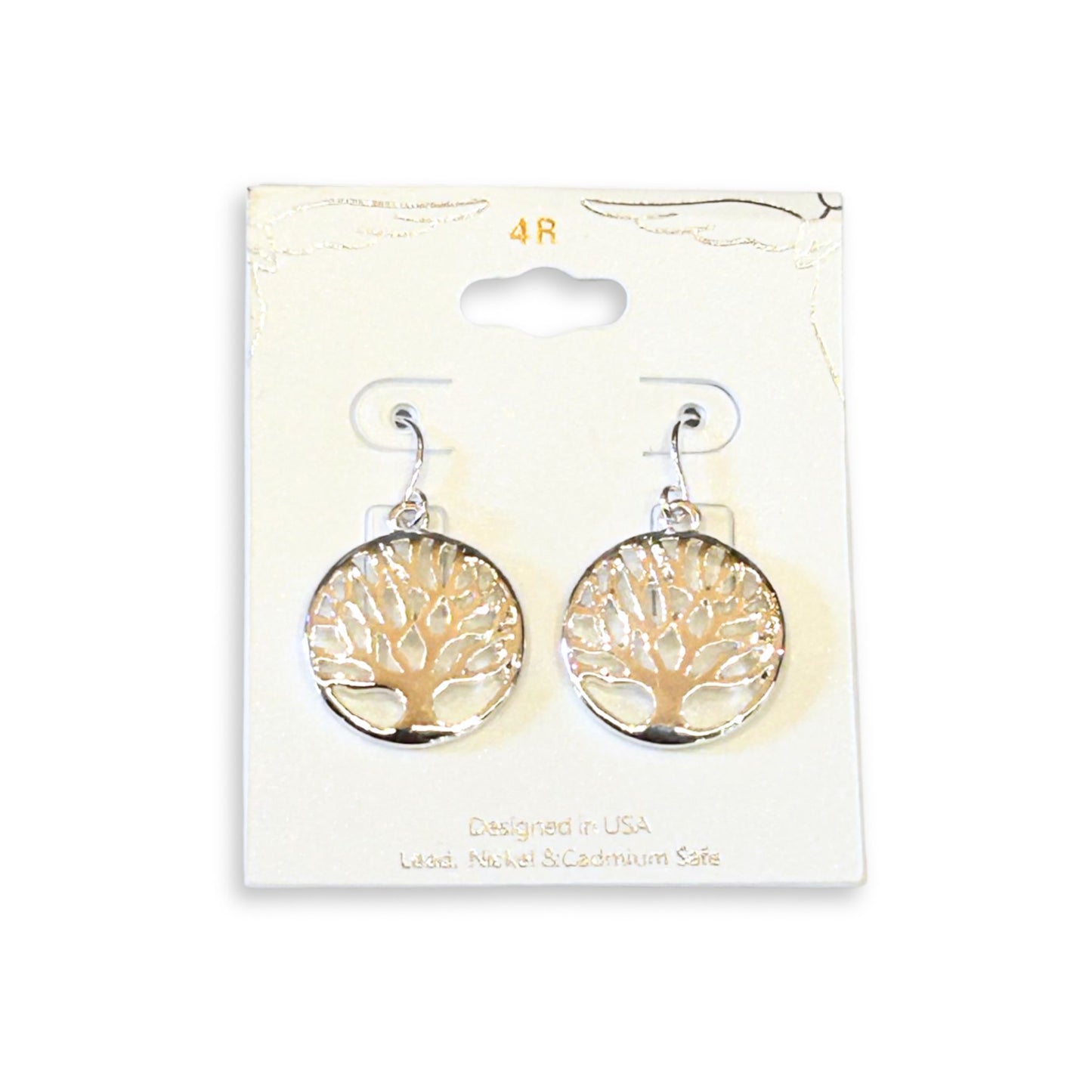 Silver Tree Life Round Earrings