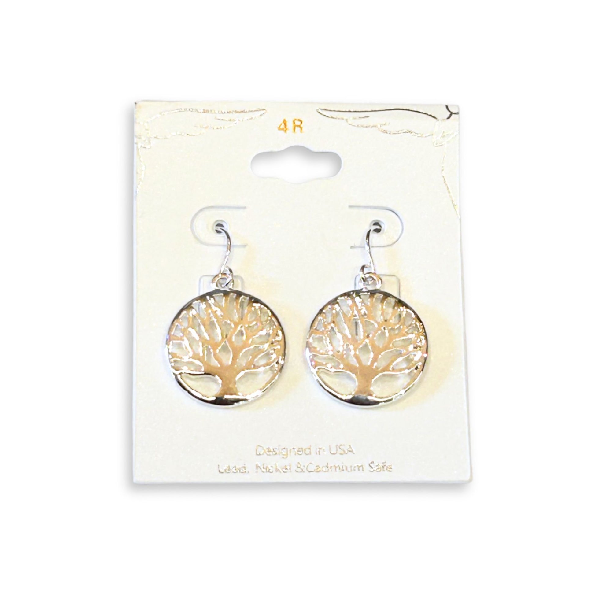 Silver Tree Life Round Earrings