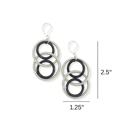 silver and black piano wire Large loop earrings