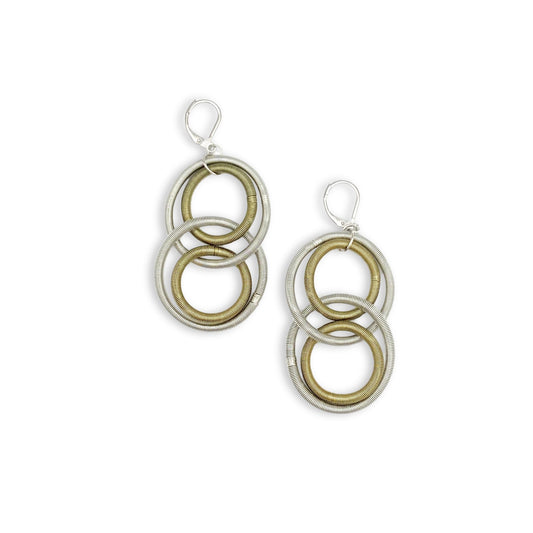 Silver and Bronze Large Loop Earrings