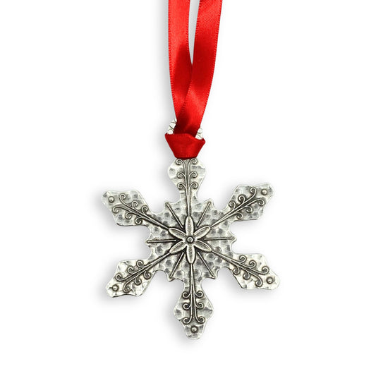 Silver Colored Pewter Christmas Snow Flake ornament