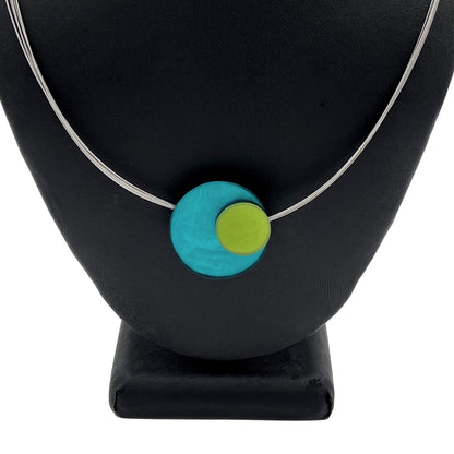 Small Magnetic Lock Radiant Turquoise and Lime Green Necklace