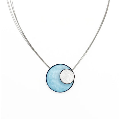 Small Magnetic Lock Resin Wave Light Blue Necklace