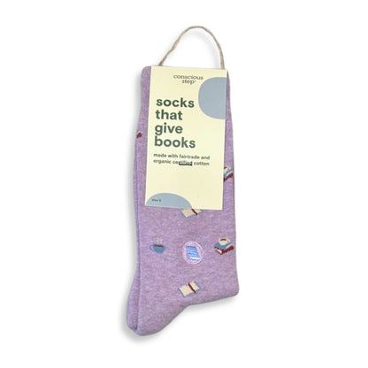 Socks that Give Books Purple Mugs - Small