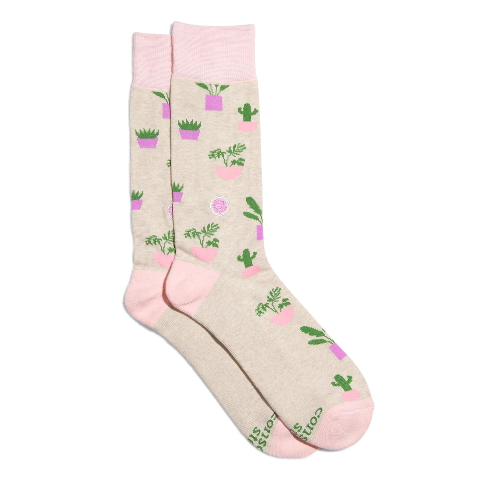 Socks that Support Mental Health - Plants - Pink and Green