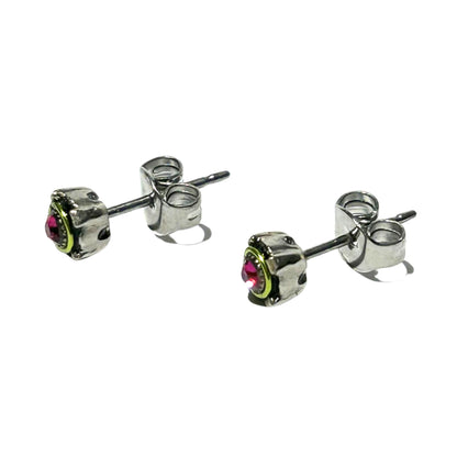 Stud Post Silver Earring Fuchsia