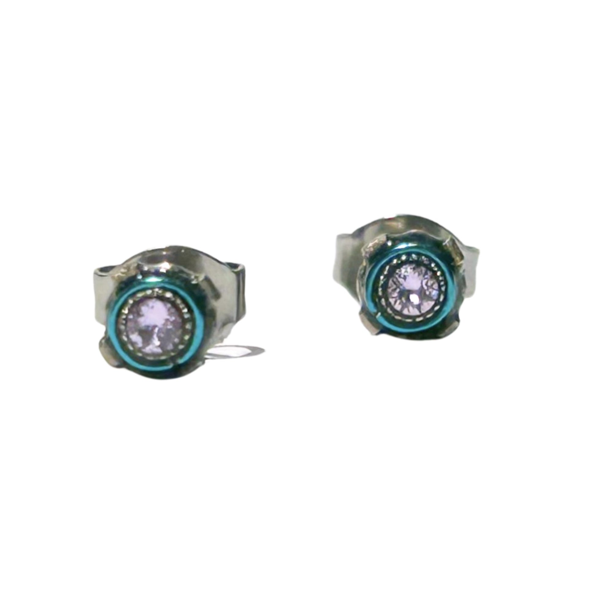 Stud Post Silver Earrings Violet
