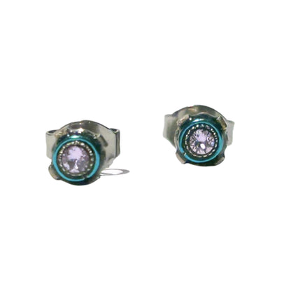 Stud Post Silver Earrings Violet