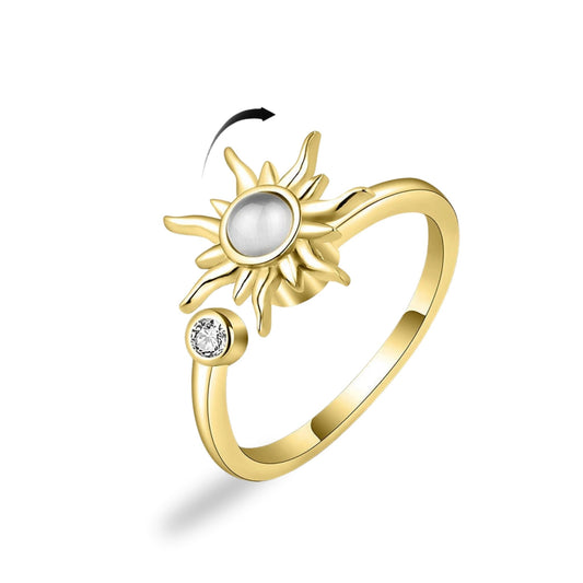 Sun Fidget Spinner Ring in Gold