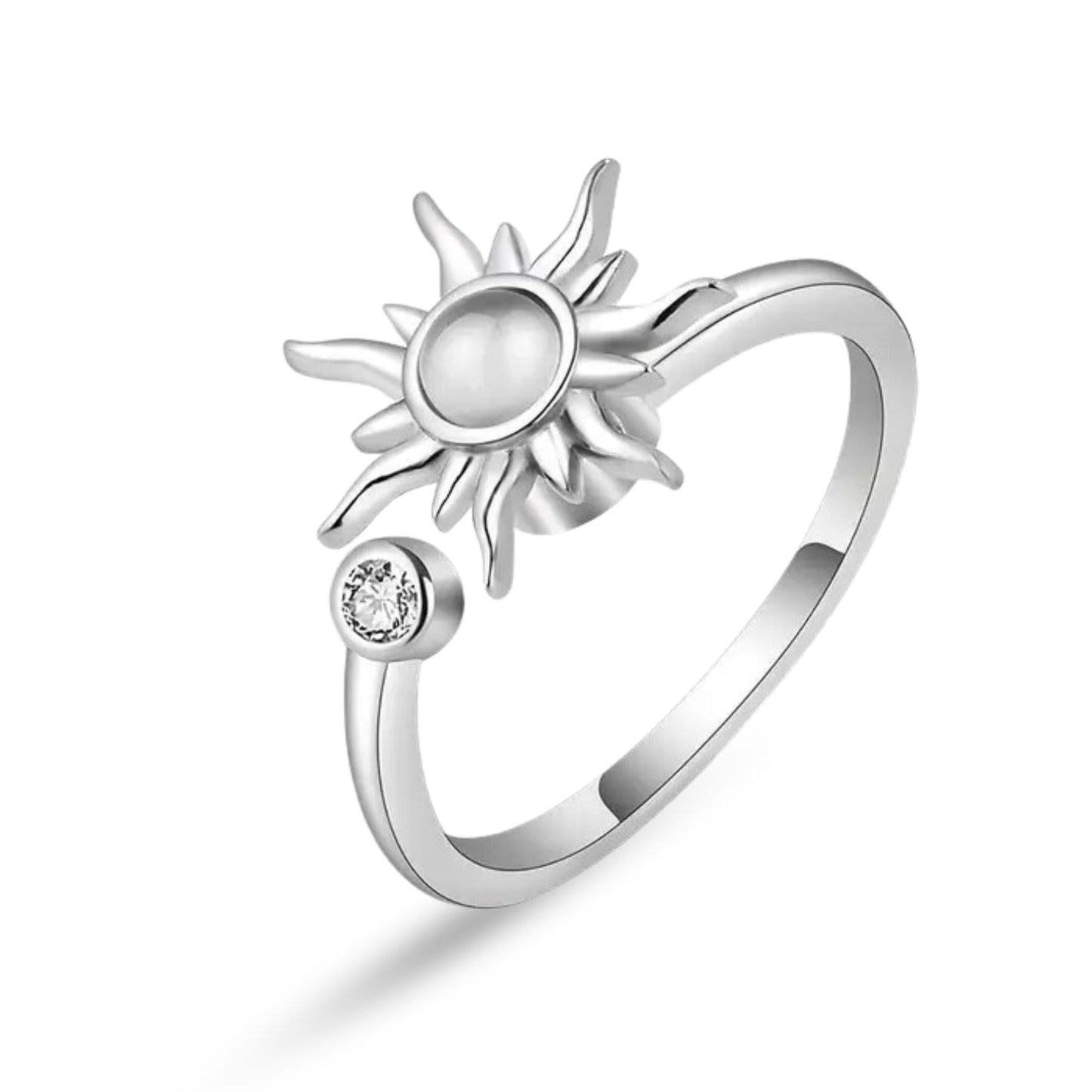 Sun Fidget Spinner Adjustable ring - Silver