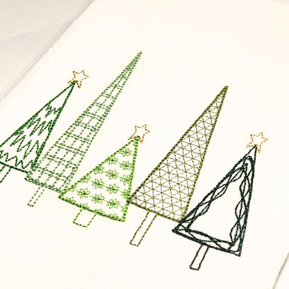 Tea Towel with Green Christmas Trees