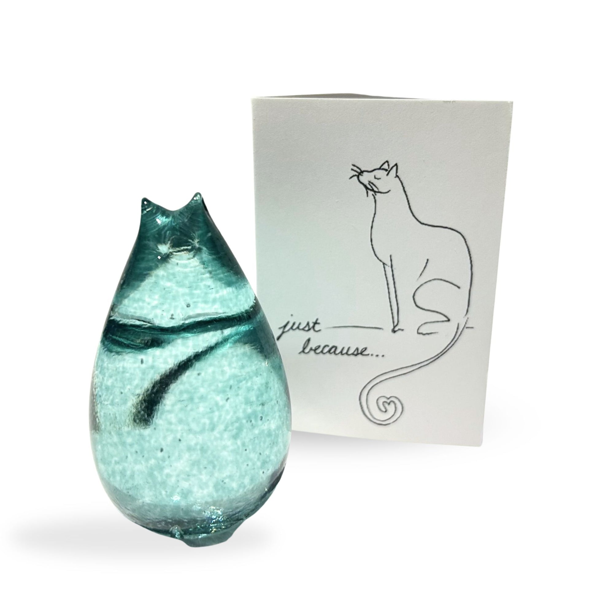 Teal Love Cat Henrietta Glass