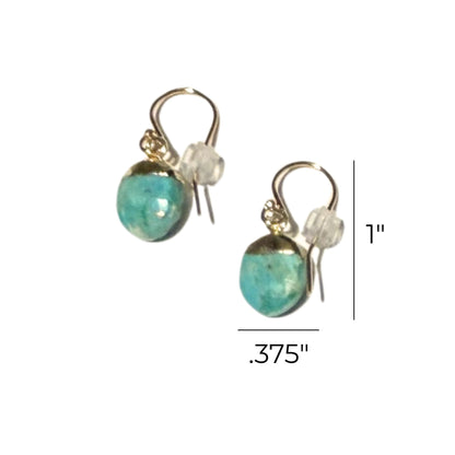 Turquoise Earrings Drop Style Gold