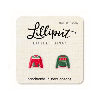 Ugly Sweater Red and Green Earrings