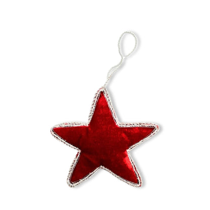 Vibrant Red Star Shaped Holiday Ornament