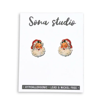 Vintage Santa Christmas Earrings