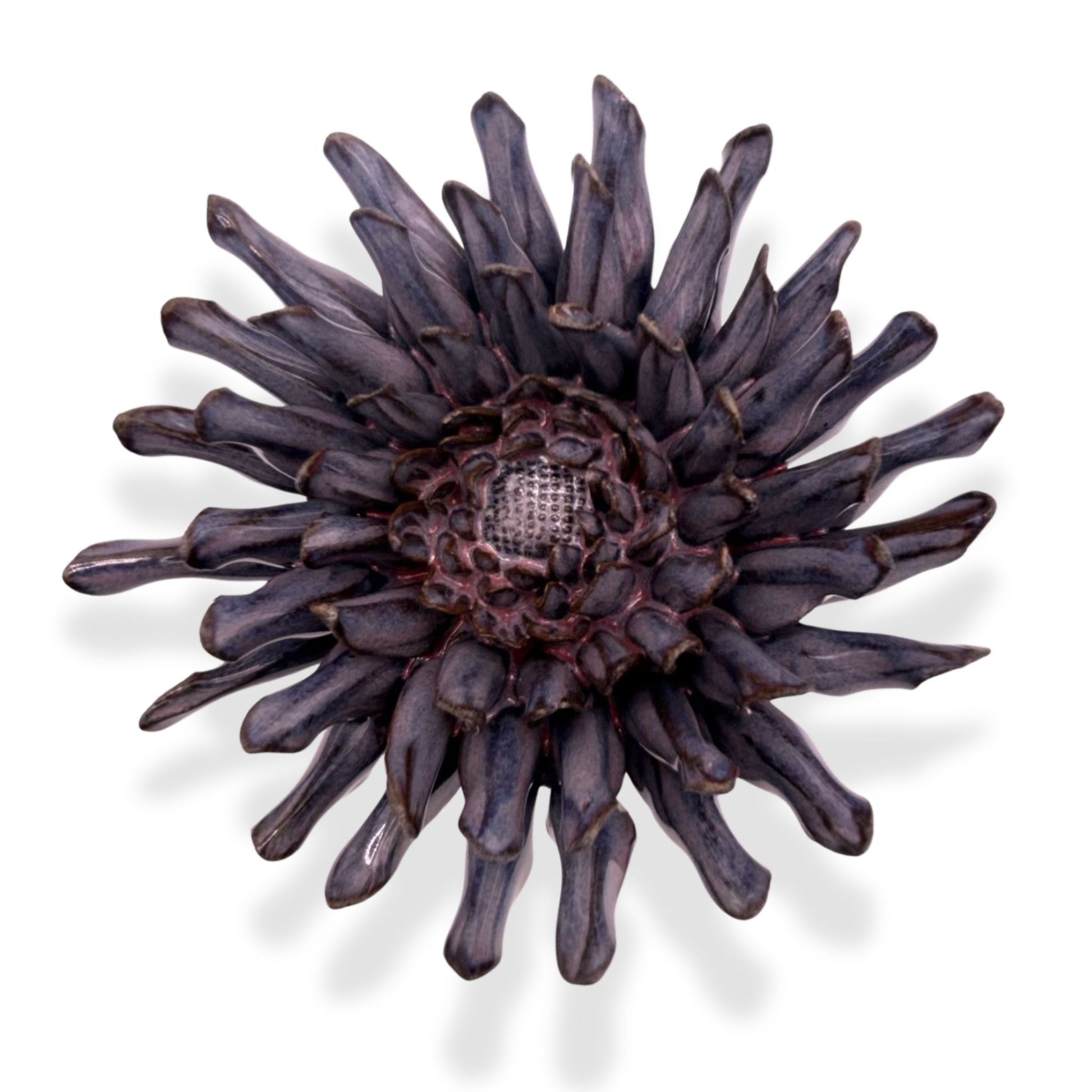 Violet Blue Fleur de lis Mum Ceramic Flower