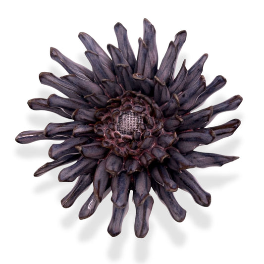 Violet Blue Fleur de lis Mum Ceramic Flower