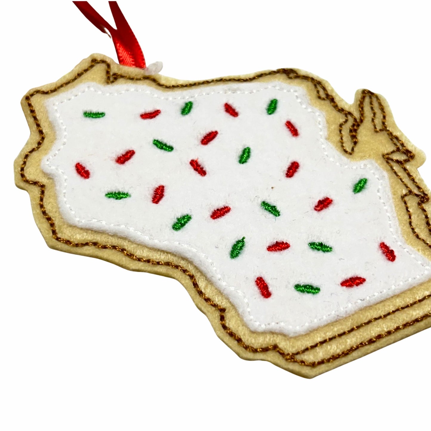 WI Sugar Cookie Ornament Embroidered with Sprinkles