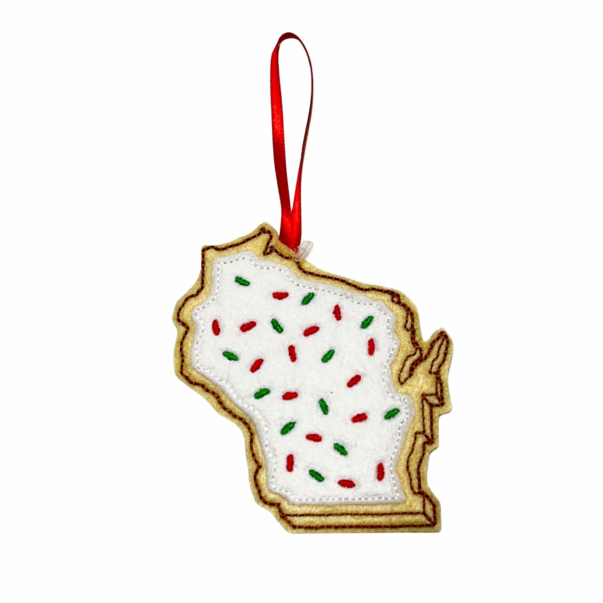 WI Sugar Cookie Ornament Red Ribbon