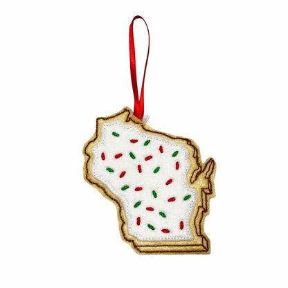 WI Sugar Cookie Ornament Red Ribbon