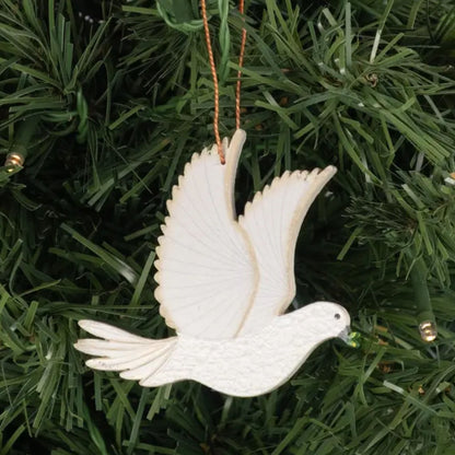 White Peace Dove Wooden Ornament
