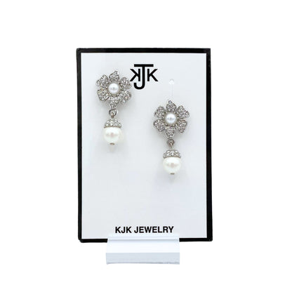 White Pearl Silver Earrings