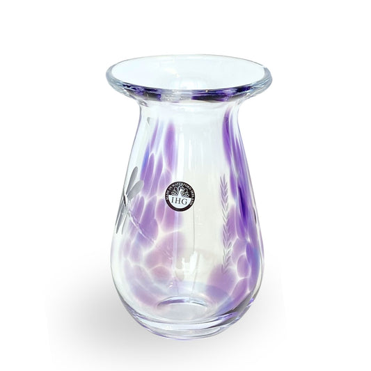 Wild Heather Purple Glass Dragonfly Vase