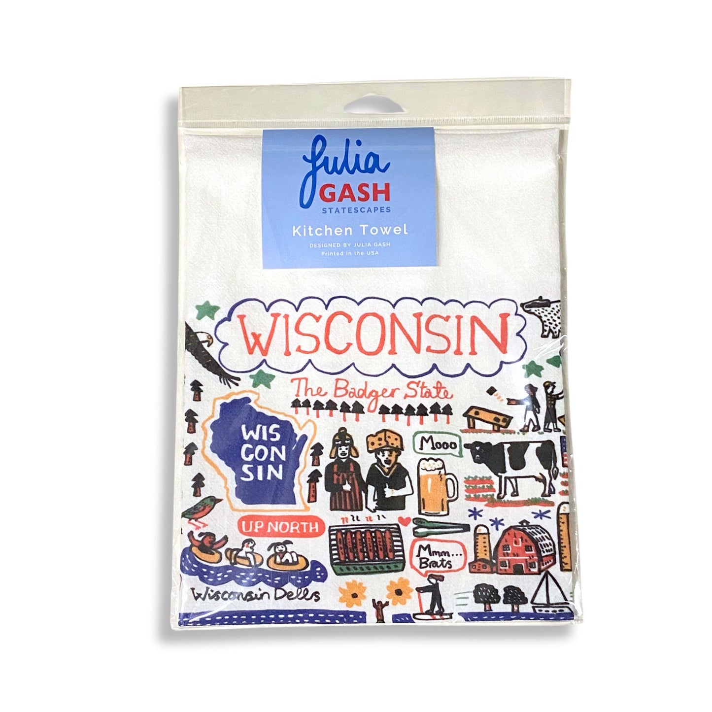 Wisconsin State Tea Towel colorful