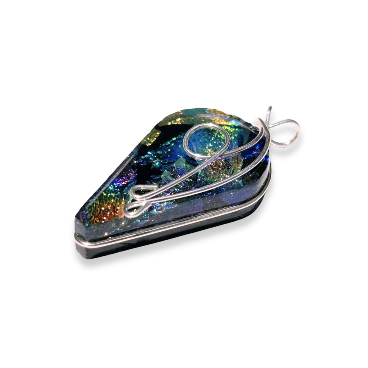 Wisteria Pendant with Silver Wire Embellishment
