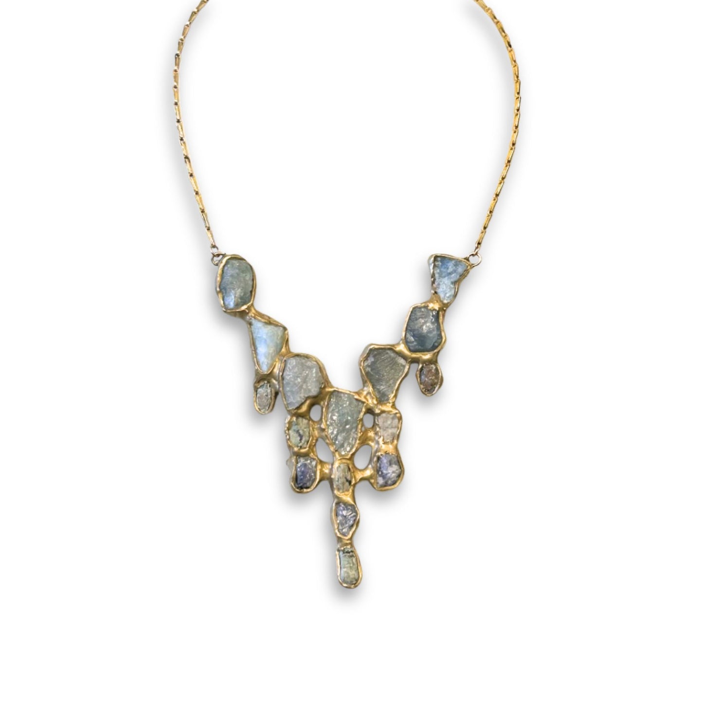 Woodland Necklace Cast Brass with Gemstones