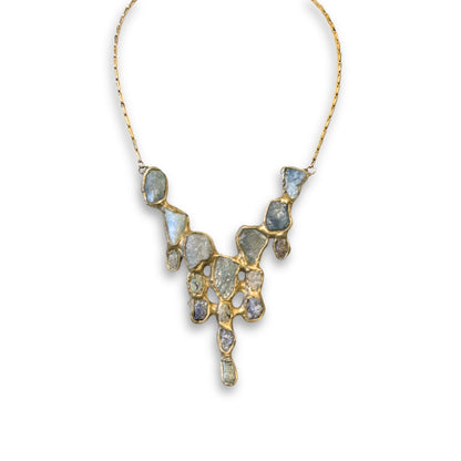 Woodland Necklace Cast Brass with Gemstones