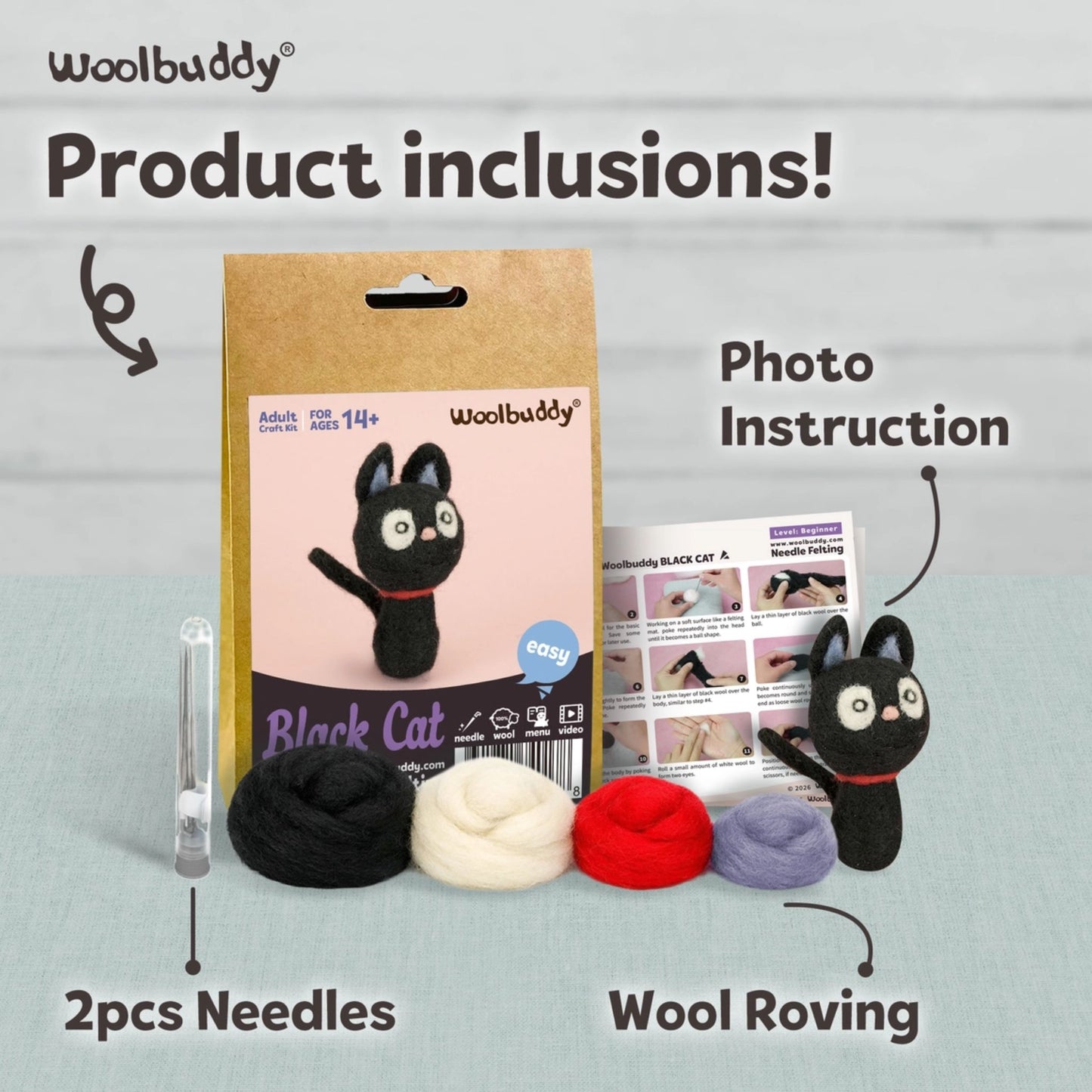 Wool Buddy Needle Felt Kit - Black Cat
