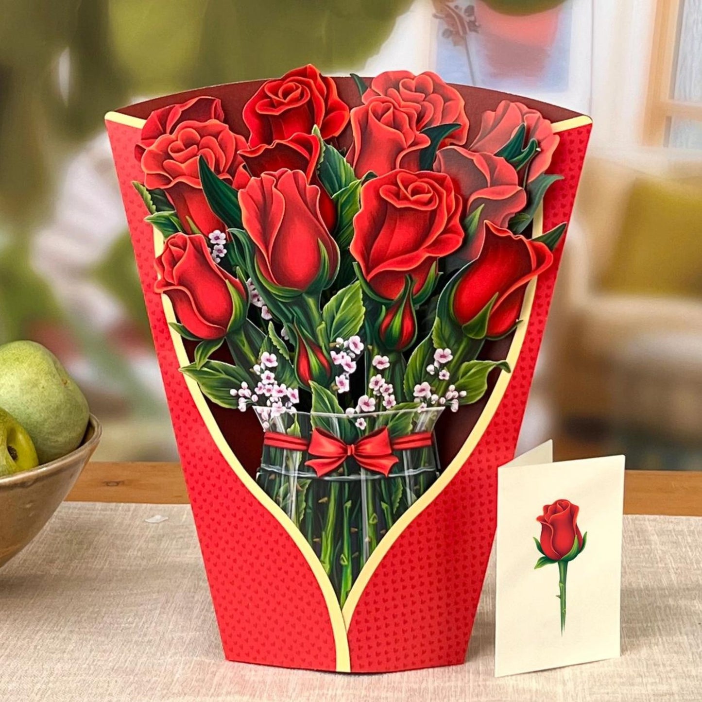 red roses life like card