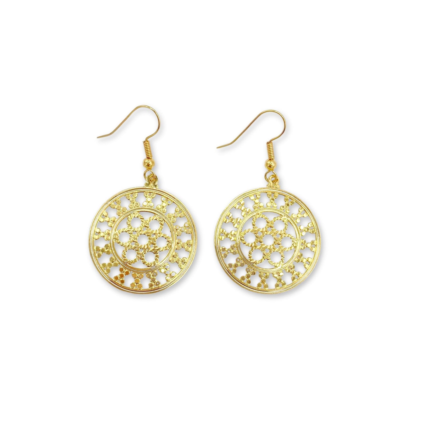 rosette earrings in gold